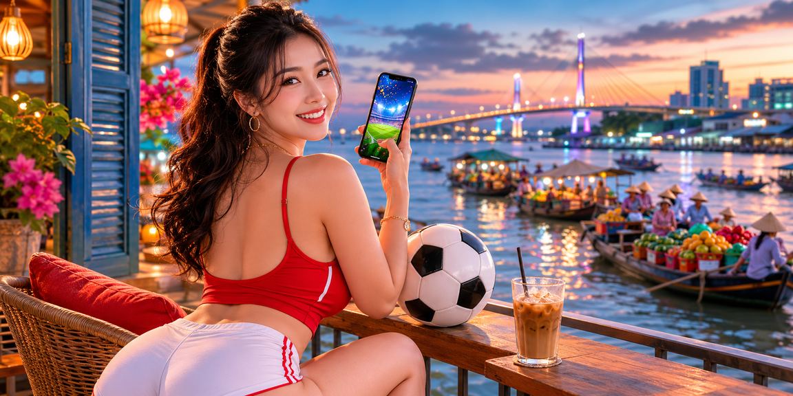 Người dùng tại Cần Thơ xem kèo bóng đá V.League trên điện thoại buổi tối
