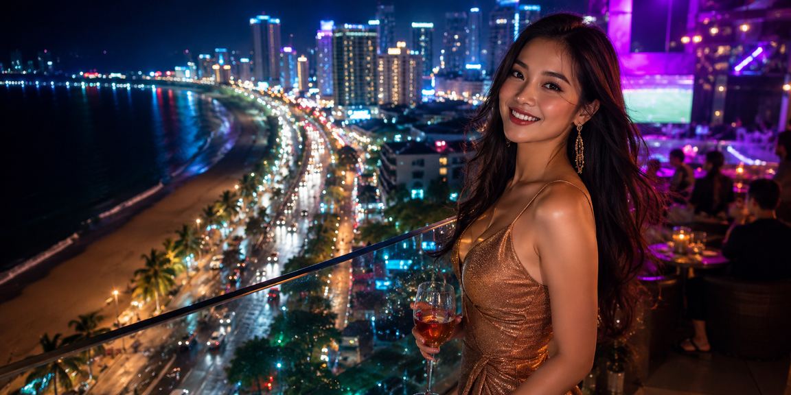 Không khí casino và cá cược về đêm tại Nha Trang với ánh đèn neon rực rỡ