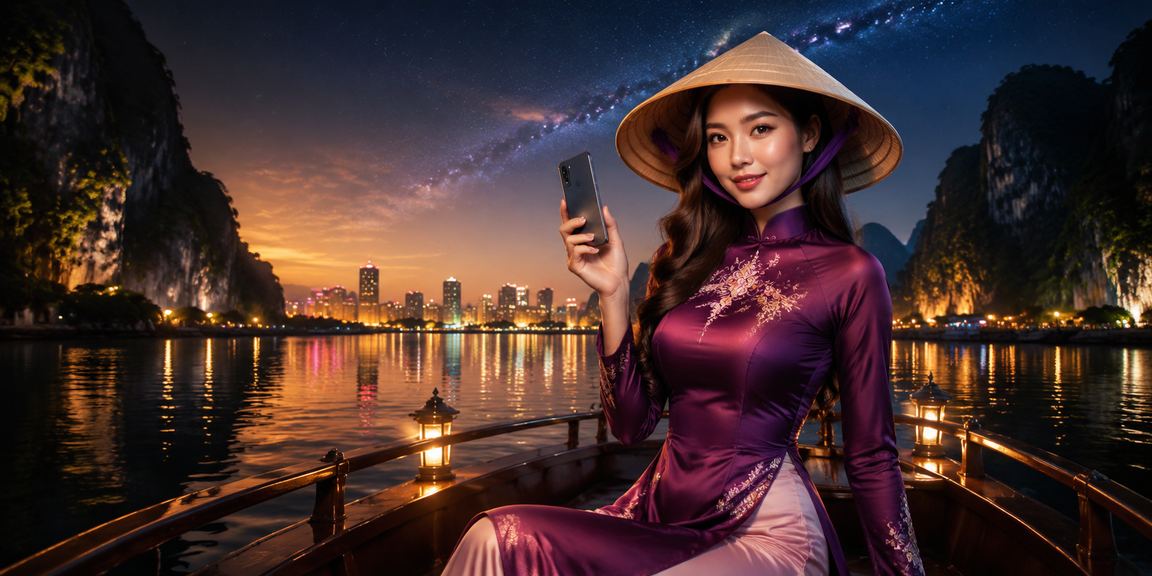 Người hâm mộ bóng đá tại Ninh Bình đọc kèo V.League trên điện thoại bên ruộng lúa